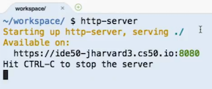 http-server in terminal in CS50 IDE